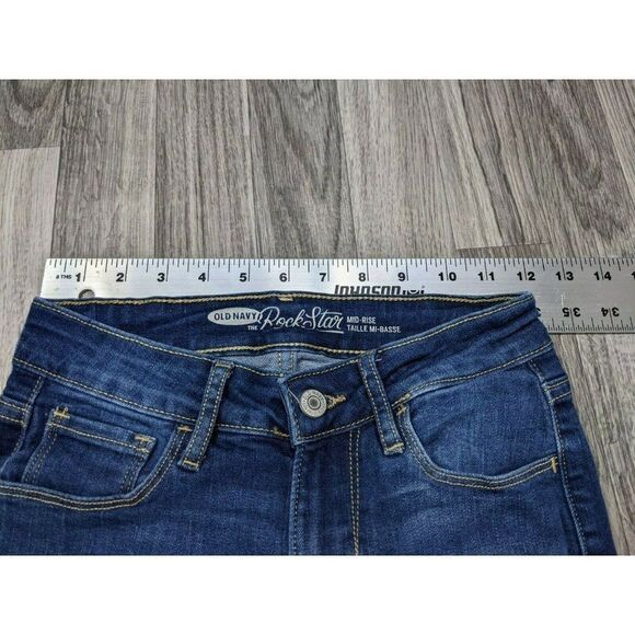 Old Navy Womens Blue The Rockstar Mid Rise Slim Fit Cropped Jeans Size 0 Regular - Picture 7 of 11